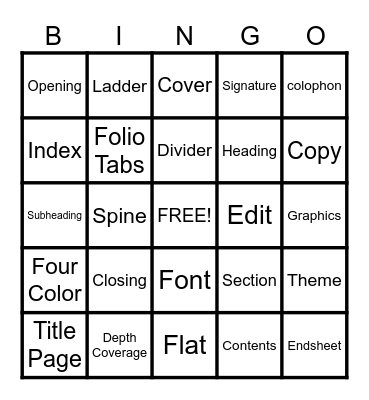 Yearbook Bingo Card