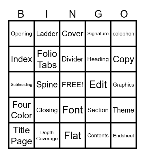 Yearbook Bingo Card