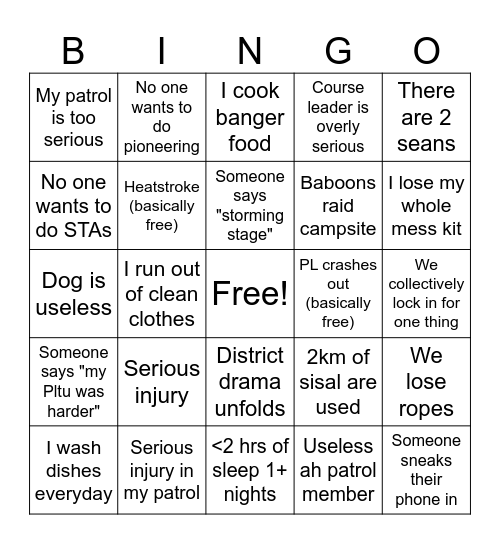 PLTU bingo Card