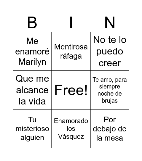 El Bingo De José Bingo Card