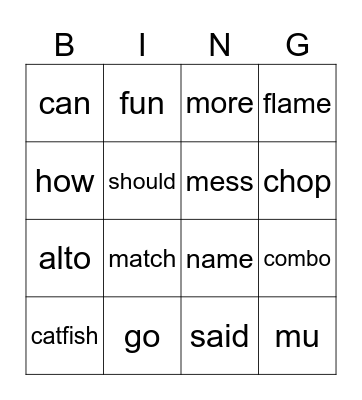 Booms Bingo Card