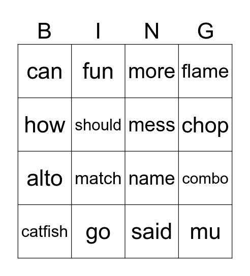 Booms Bingo Card
