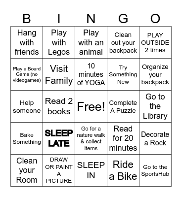 SPRING BREAK BINGO Card