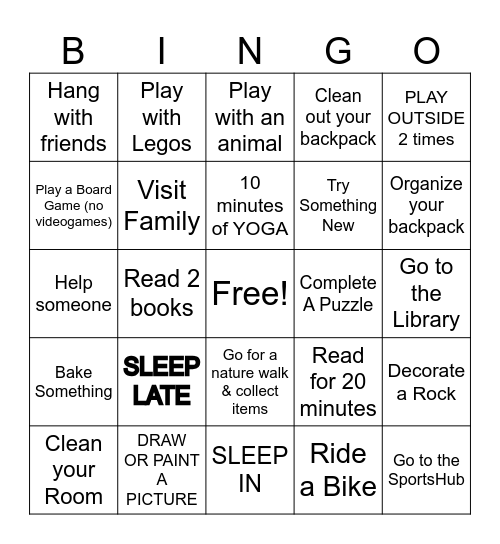 SPRING BREAK BINGO Card