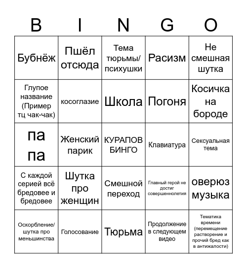 КУРАПОВ БИНГО Bingo Card