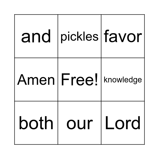 2 Peter 3:18 Bingo Card
