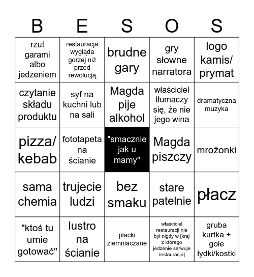 KUCHENNE REWOLUCJE Bingo Card