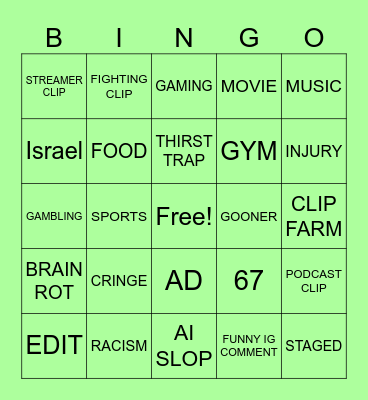 IG REEL BINGO Card