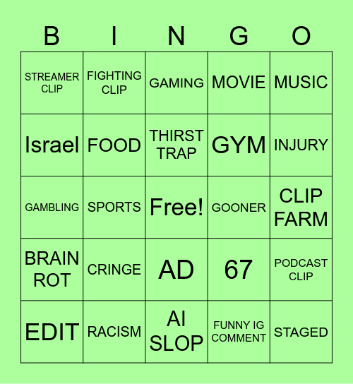 IG REEL BINGO Card