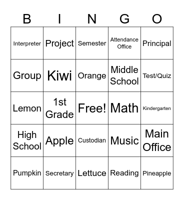 Summative Review Bingo Card