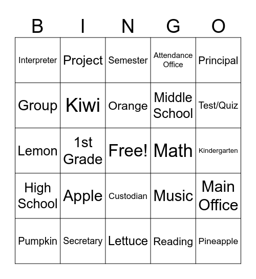 Summative Review Bingo Card