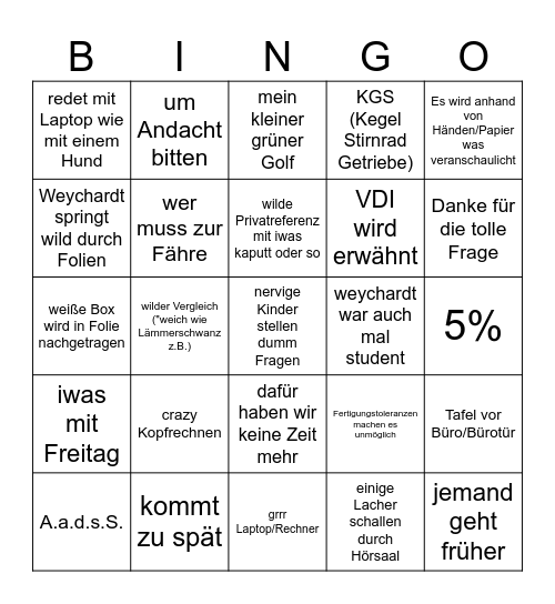 ME by WeyChad Bingo Card