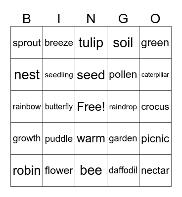 Springtime BINGO Card