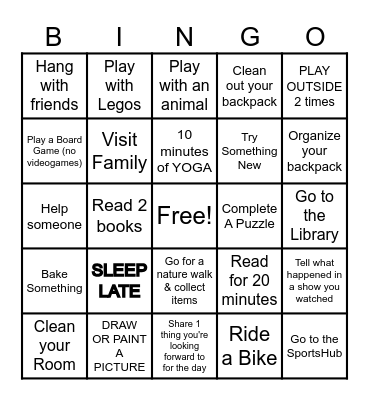 SPRING BREAK BINGO Card