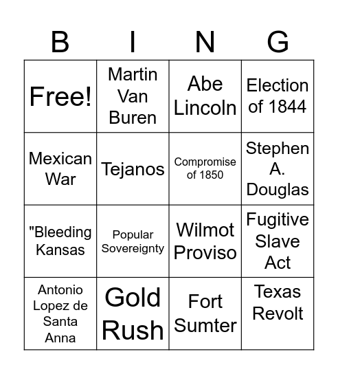 Chapter 13 Bingo Card
