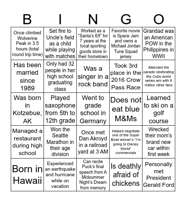 Co-Worker Bingo Card