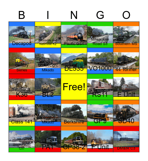 North Pole and Holiday Express Engines that I would like to design after Bing Crosby's death one day Bingo Card