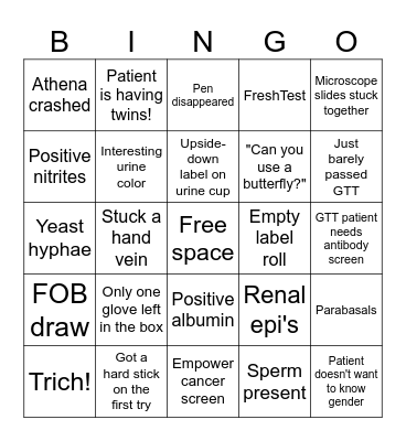 Lab Week Bingo Card