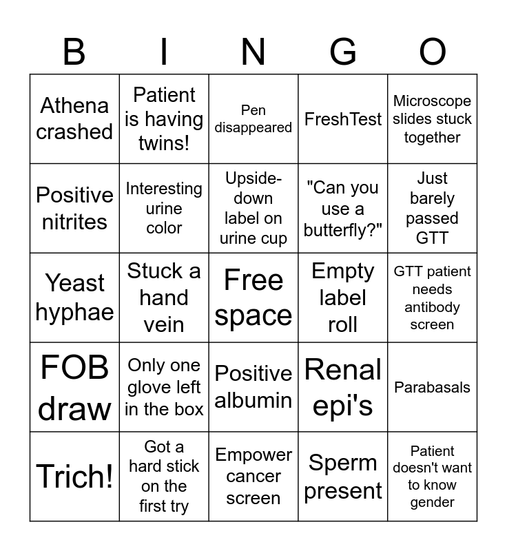 Lab Week Bingo Card