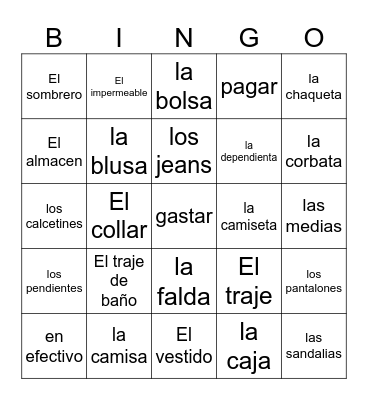 Leccion 6 Senderos 1 Bingo Card
