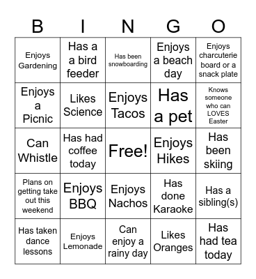 FRIDAY - - FRIYAY!! Bingo Card