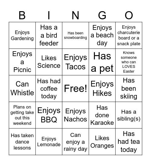 FRIDAY - - FRIYAY!! Bingo Card