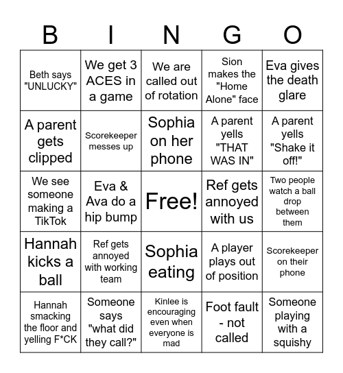 Big South Bingo Card