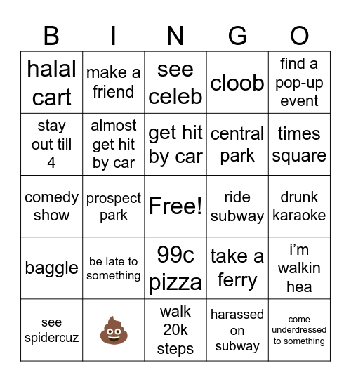 NY Bingo Card