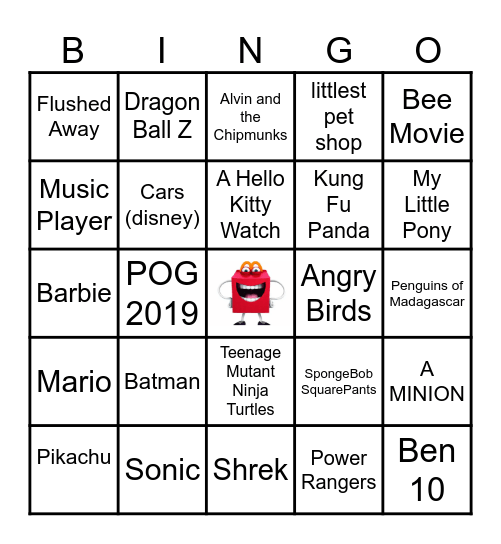 HAPPY MEAL TOYS Bingo Card