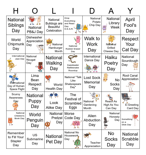 CIDM - Obscure Spring Holidays Bingo Card