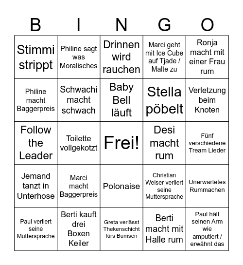 Göttingen Freitag Bingo Card