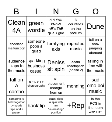 FS Worlds 2026 - Men’s Free Bingo Card