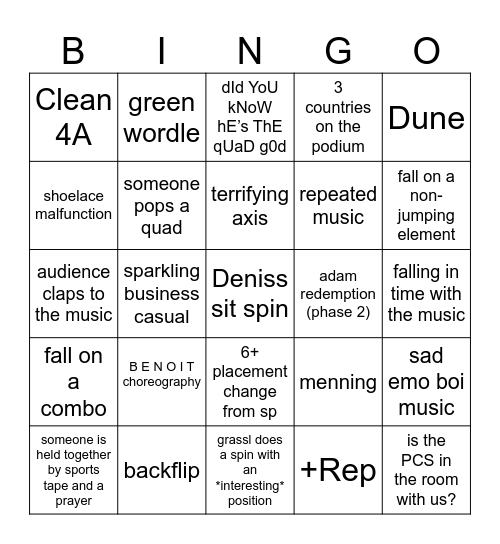 FS Worlds 2026 - Men’s Free Bingo Card