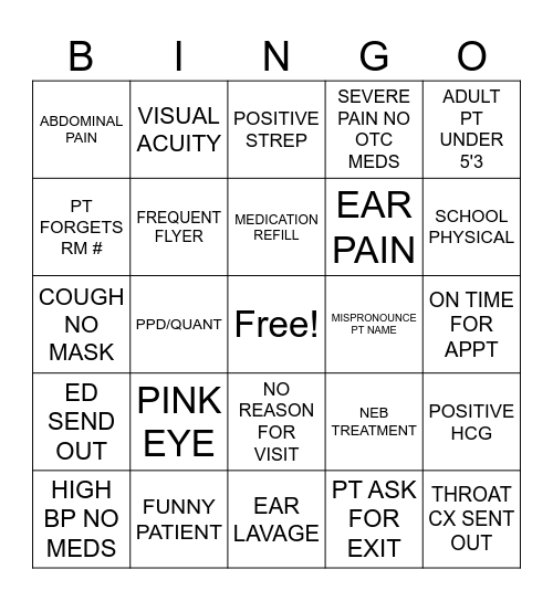 WES Bingo Card