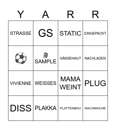 RLR Bingo Card