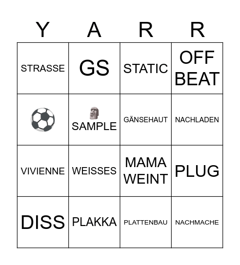 RLR Bingo Card