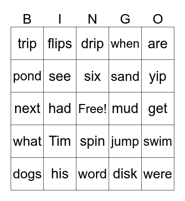 A Trip to the Pond Bingo Card