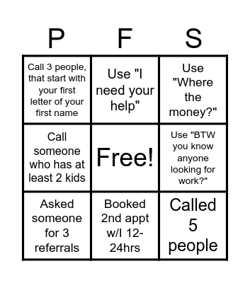 PRIMERICA Bingo Card