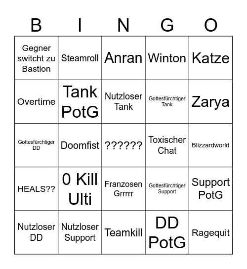 Drüberguck Bingo Card