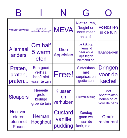 Familie Maat Bingo Card