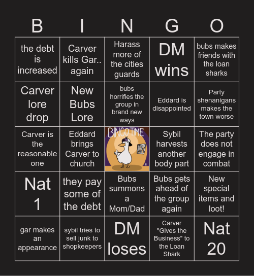 The Devil's Due S2 E6 | Debts Due Bingo Card