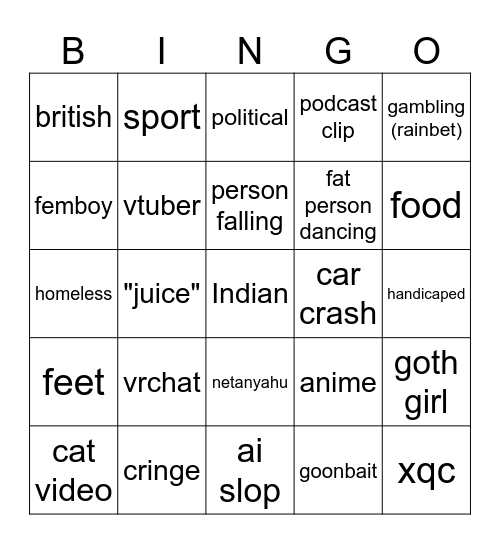 Reels Bingo Card