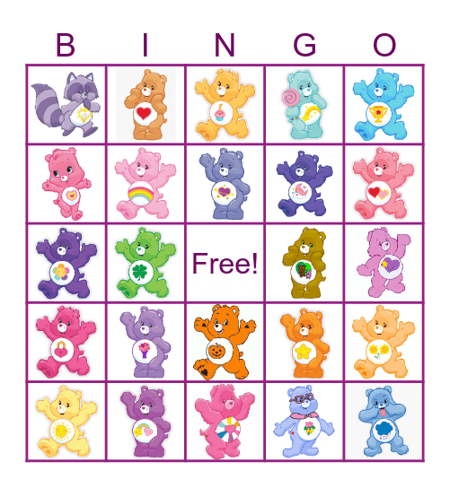Care Bears Bingo Card