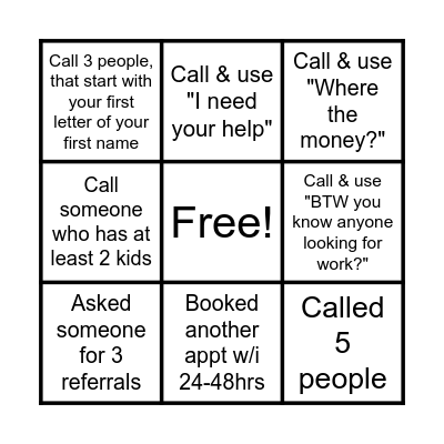 Make an attempt! Bingo Card