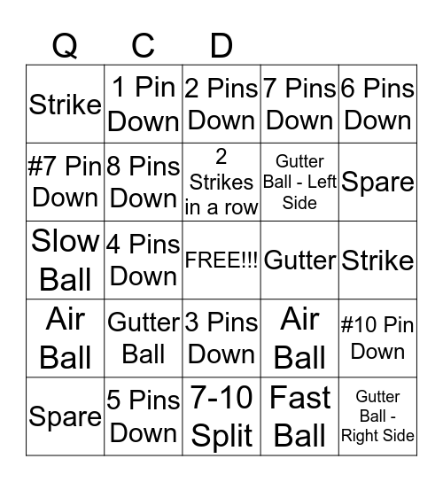 BOWLING BINGO Card