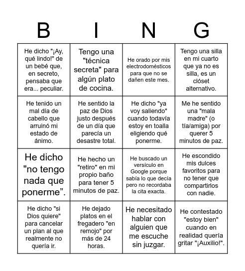 ENTRE NOSOTRAS Bingo Card
