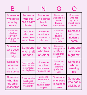 Spring Fling Bingo Card