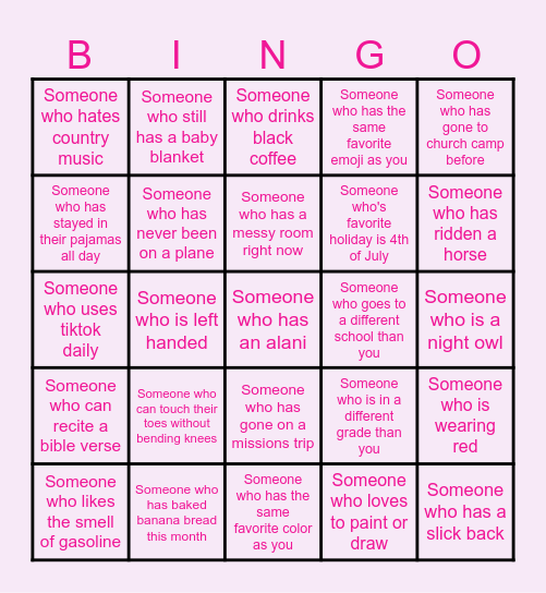 Spring Fling Bingo Card