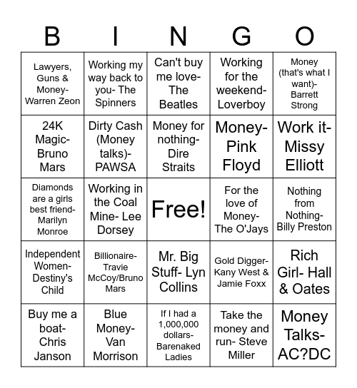 MB# 109 BANK on it! Bingo Card