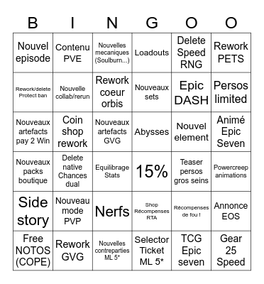 E7 BINGO NEW ERA Bingo Card